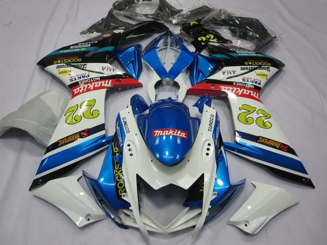 22 White and Blue 2007-2008 Suzuki GSXR 1000 Motorcycle Fairing