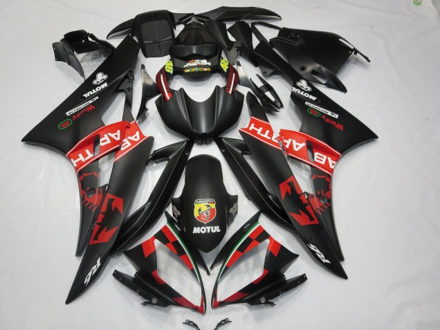 Abarth Matte Black 2006-2007 Yamaha R6 Motorcycle Fairing Abarth Matte Black 2006-2007 Yamaha R6 Motorcycle Fairing