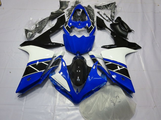 Black Black and White 2007-2008 Yamaha R1 Motorcycle Fairing Black Black and White 2007-2008 Yamaha R1 Motorcycle Fairing