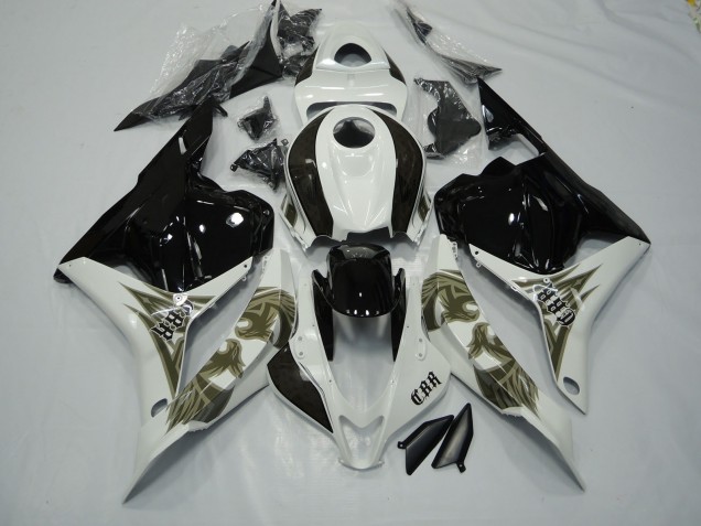 Black Gold and White 2009-2012 Honda CBR600RR Motorcycle Fairing Black Gold and White 2009-2012 Honda CBR600RR Motorcycle Fairing