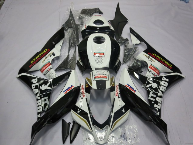 Black and White Playboy 2007-2008 Honda CBR600RR Motorcycle Fairing