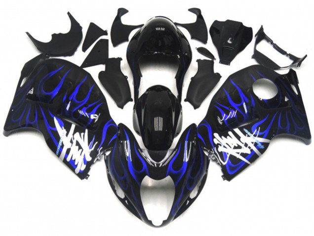 Black with Deep Blue Flame 1997-2007 Suzuki GSXR 1300 Hayabusa Motorcycle Fairing Black with Deep Blue Flame 1997-2007 Suzuki GSXR 1300 Hayabusa Motorcycle Fairing