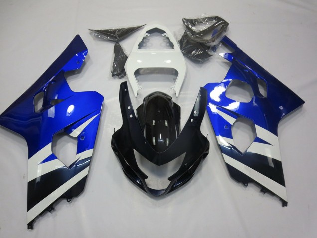 Blue White and Black 2004-2005 Suzuki GSXR 600-750 Motorcycle Fairing Blue White and Black 2004-2005 Suzuki GSXR 600-750 Motorcycle Fairing