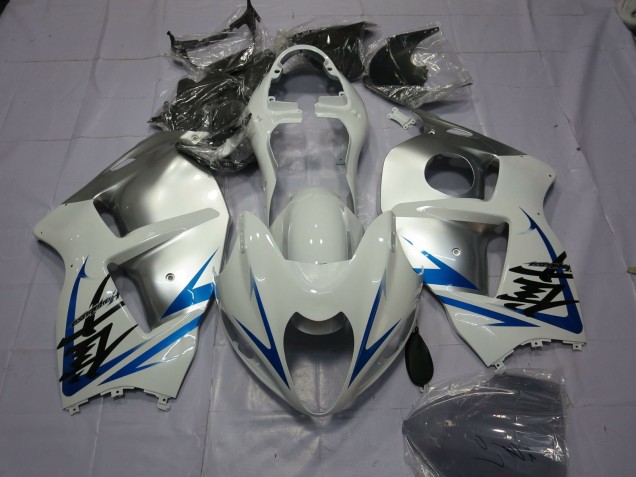 Blue White and Silver 1997-2007 Suzuki GSXR 1300 Hayabusa Motorcycle Fairing Blue White and Silver 1997-2007 Suzuki GSXR 1300 Hayabusa Motorcycle Fairing