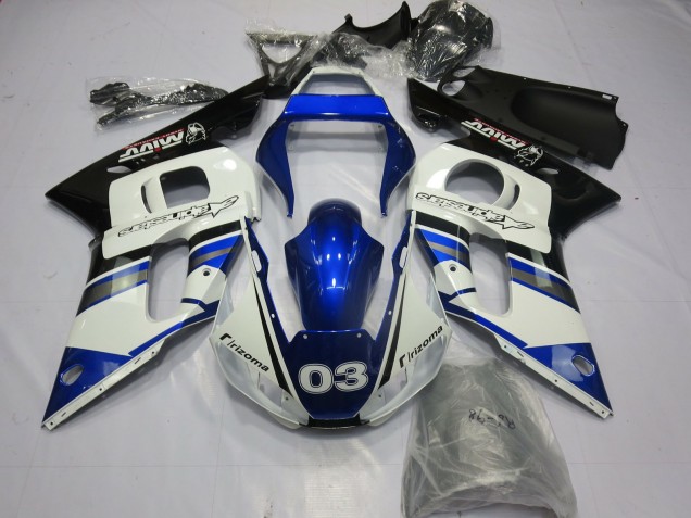 Blue and Silver 1998-2002 Yamaha R6 Motorcycle Fairing Blue and Silver 1998-2002 Yamaha R6 Motorcycle Fairing