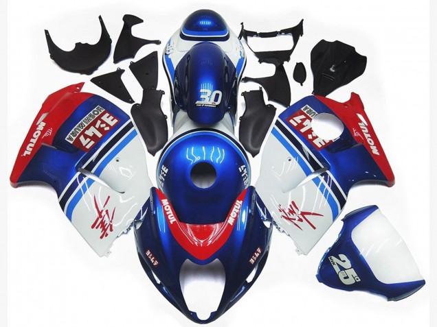 Blue and White Custom Logo Motul 1997-2007 Suzuki GSXR 1300 Hayabusa Motorcycle Fairing Blue and White Custom Logo Motul 1997-2007 Suzuki GSXR 1300 Hayabusa Motorcycle Fairing