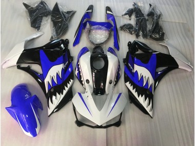 Blue and White Shark 2015-2018 Yamaha R3 Motorcycle Fairing
