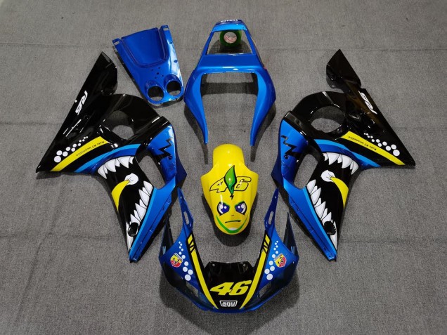 Blue and Yellow Shark 1998-2002 Yamaha R6 Motorcycle Fairing Blue and Yellow Shark 1998-2002 Yamaha R6 Motorcycle Fairing