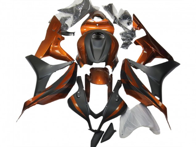 Burnt Orange and Matte Black 2007-2008 Honda CBR600RR Motorcycle Fairing Burnt Orange and Matte Black 2007-2008 Honda CBR600RR Motorcycle Fairing