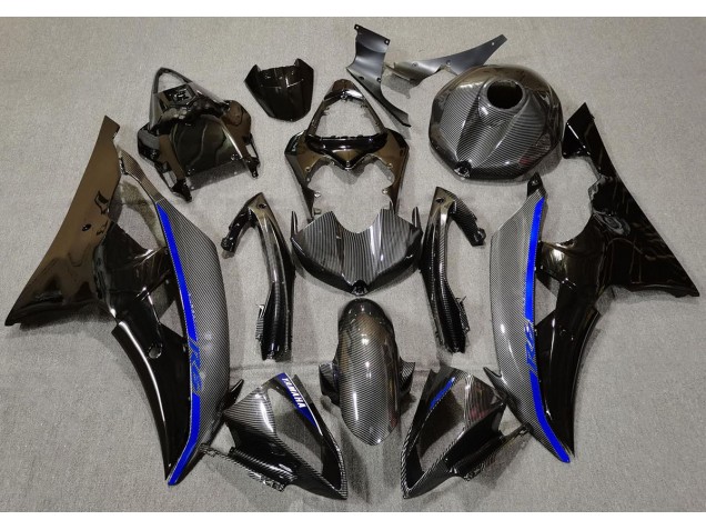 Carbon Fiber & Blue 2008-2016 Yamaha R6 Motorcycle Fairing Carbon Fiber & Blue 2008-2016 Yamaha R6 Motorcycle Fairing