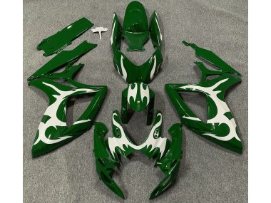 Dark Green & White 2006-2007 Suzuki GSXR 600-750 Motorcycle Fairing