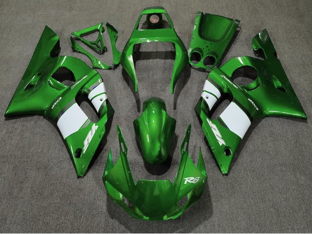 Deep Green & White 1998-2002 Yamaha R6 Motorcycle Fairing Deep Green & White 1998-2002 Yamaha R6 Motorcycle Fairing