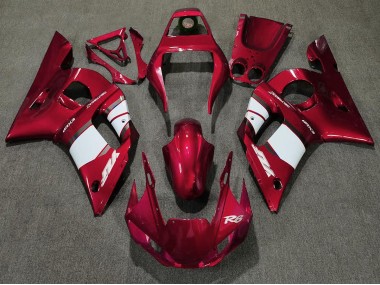 Deep Red & White 1998-2002 Yamaha R6 Motorcycle Fairing