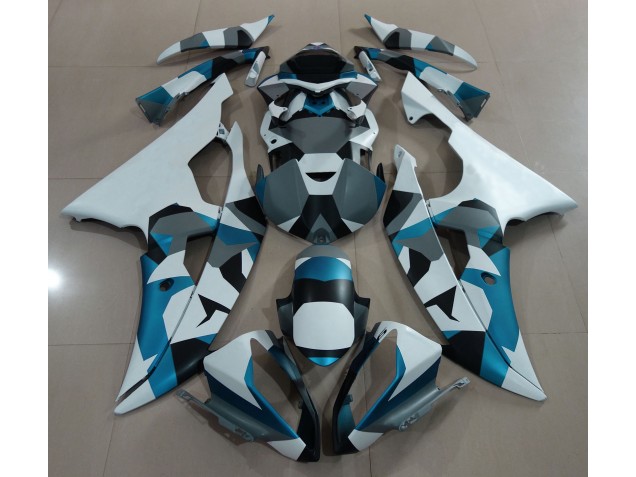 Glacier Blue Snow Camo 2008-2016 Yamaha R6 Motorcycle Fairing Glacier Blue Snow Camo 2008-2016 Yamaha R6 Motorcycle Fairing
