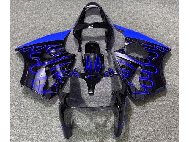 Gloss Black & Blue Flame 2000-2002 Kawasaki ZX6R Motorcycle Fairing Gloss Black & Blue Flame 2000-2002 Kawasaki ZX6R Motorcycle Fairing