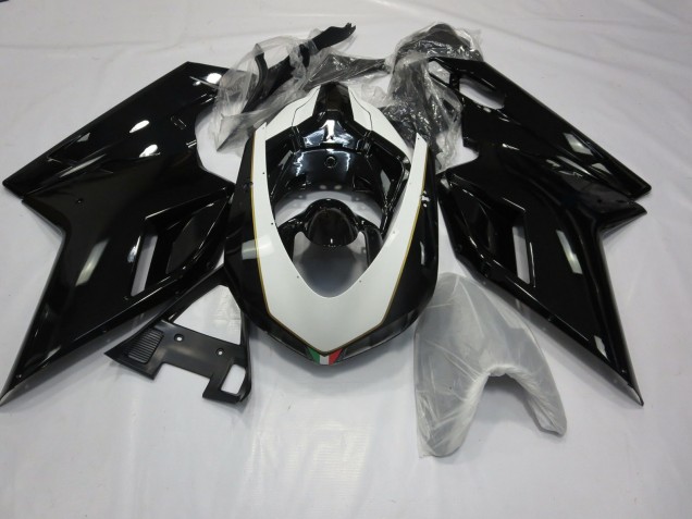 Gloss Black and White 2007-2014 Ducati Ducati 848 1098 1198 Motorcycle Fairing Gloss Black and White 2007-2014 Ducati Ducati 848 1098 1198 Motorcycle Fairing