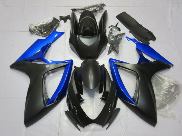 Gloss Blue and Matte Black 2006-2007 Suzuki GSXR 600-750 Motorcycle Fairing Gloss Blue and Matte Black 2006-2007 Suzuki GSXR 600-750 Motorcycle Fairing