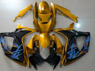Gloss Gold & Black 2006-2007 Suzuki GSXR 600-750 Motorcycle Fairing