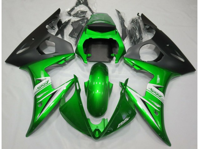 Gloss Green & White 2005 Yamaha R6 Motorcycle Fairing Gloss Green & White 2005 Yamaha R6 Motorcycle Fairing