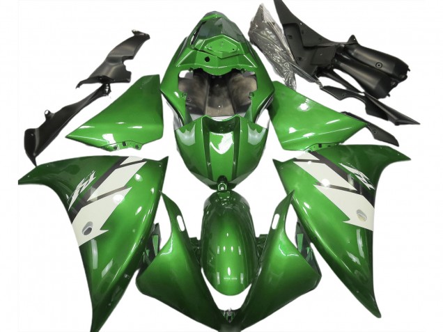 Gloss Green & White 2012-2014 Yamaha R1 Motorcycle Fairing Gloss Green & White 2012-2014 Yamaha R1 Motorcycle Fairing