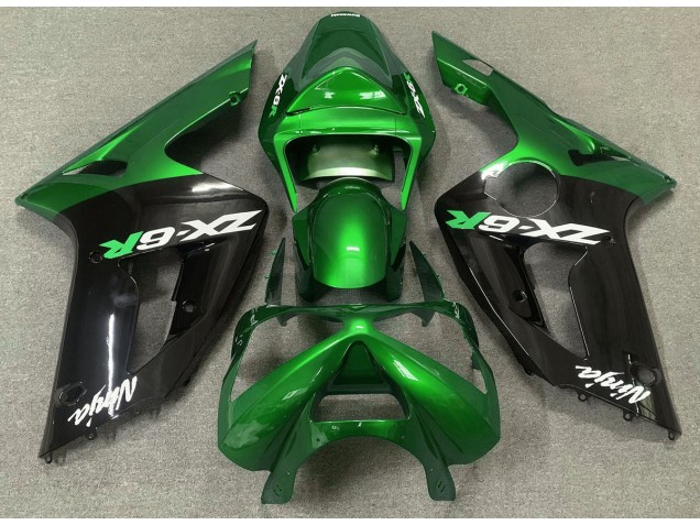 Gloss Green and Black 2003-2004 Kawasaki ZX6R Motorcycle Fairing Gloss Green and Black 2003-2004 Kawasaki ZX6R Motorcycle Fairing