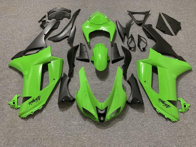 Gloss Green and Matte Black 2007-2008 Kawasaki ZX6R Motorcycle Fairing Gloss Green and Matte Black 2007-2008 Kawasaki ZX6R Motorcycle Fairing