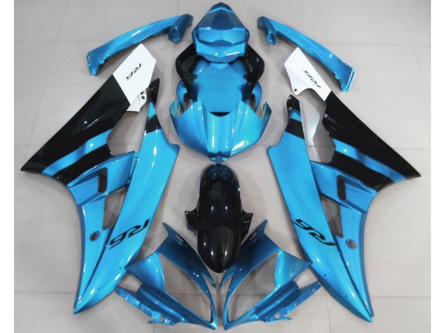 Gloss Light Blue and Black 2006-2007 Yamaha R6 Motorcycle Fairing Gloss Light Blue and Black 2006-2007 Yamaha R6 Motorcycle Fairing