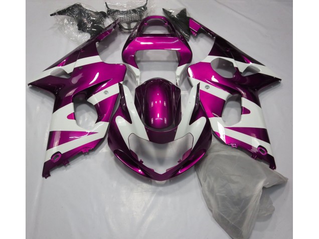 Gloss Pink & White 2000-2002 Suzuki GSXR 1000 Motorcycle Fairing Gloss Pink & White 2000-2002 Suzuki GSXR 1000 Motorcycle Fairing