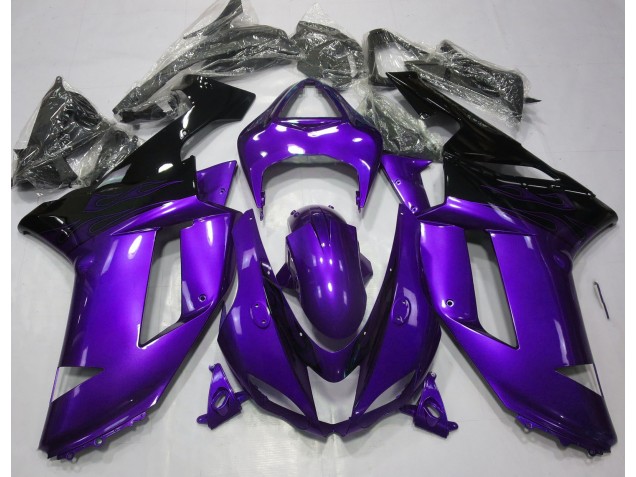 Gloss Purple & Black 2007-2008 Kawasaki ZX6R Motorcycle Fairing Gloss Purple & Black 2007-2008 Kawasaki ZX6R Motorcycle Fairing