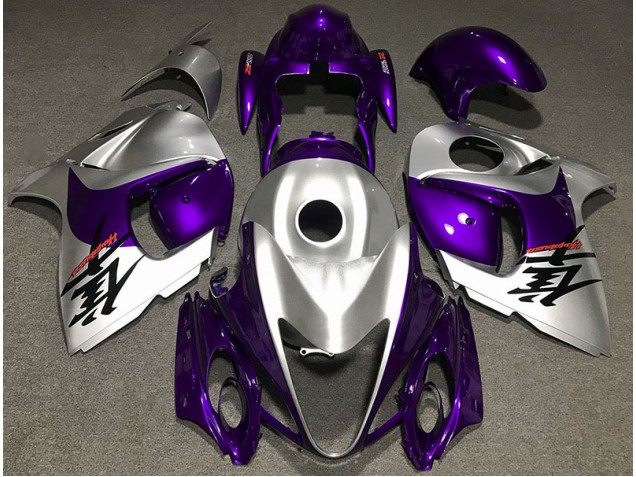 Gloss Purple and Silver 2008-2020 Suzuki GSXR 1300 Hayabusa Motorcycle Fairing Gloss Purple and Silver 2008-2020 Suzuki GSXR 1300 Hayabusa Motorcycle Fairing