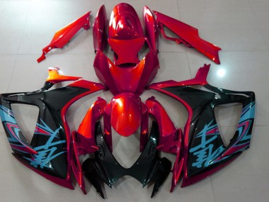 Gloss Red & Black 2006-2007 Suzuki GSXR 600-750 Motorcycle Fairing