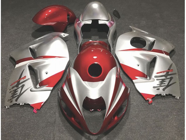 Gloss Red and Silver 1997-2007 Suzuki GSXR 1300 Hayabusa Motorcycle Fairing Gloss Red and Silver 1997-2007 Suzuki GSXR 1300 Hayabusa Motorcycle Fairing