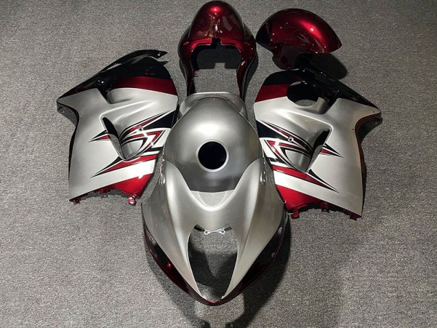Gloss Silver and Candy Red 1997-2007 Suzuki GSXR 1300 Hayabusa Motorcycle Fairing Gloss Silver and Candy Red 1997-2007 Suzuki GSXR 1300 Hayabusa Motorcycle Fairing