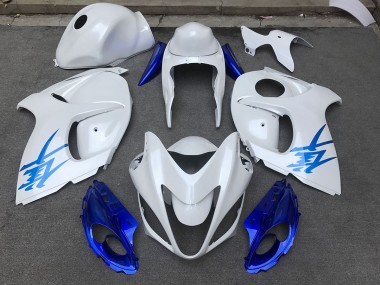 Gloss White & Blue 2008-2020 Suzuki GSXR 1300 Hayabusa Motorcycle Fairing