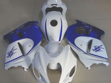 Gloss White & Deep Blue 1997-2007 Suzuki GSXR 1300 Hayabusa Motorcycle Fairing