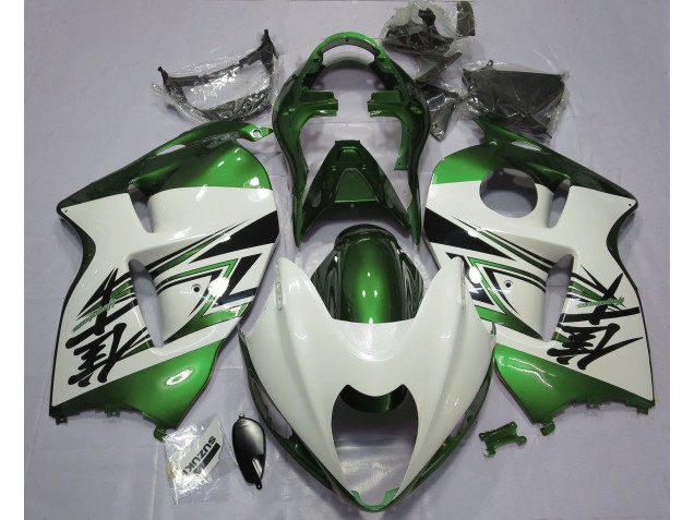 Gloss White & Green 1997-2007 Suzuki GSXR 1300 Hayabusa Motorcycle Fairing Gloss White & Green 1997-2007 Suzuki GSXR 1300 Hayabusa Motorcycle Fairing
