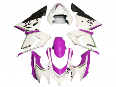 Gloss White & Pink 2004-2005 Kawasaki ZX10R Motorcycle Fairing