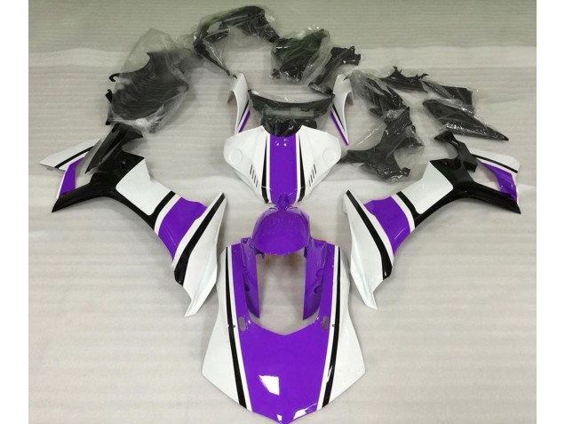 Gloss White Purple and Black 2015-2019 Yamaha R1 Motorcycle Fairing Gloss White Purple and Black 2015-2019 Yamaha R1 Motorcycle Fairing