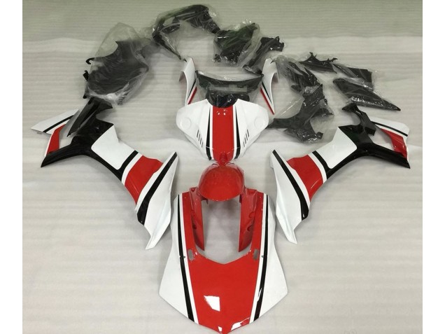 Gloss White Red and Black 2015-2019 Yamaha R1 Motorcycle Fairing Gloss White Red and Black 2015-2019 Yamaha R1 Motorcycle Fairing