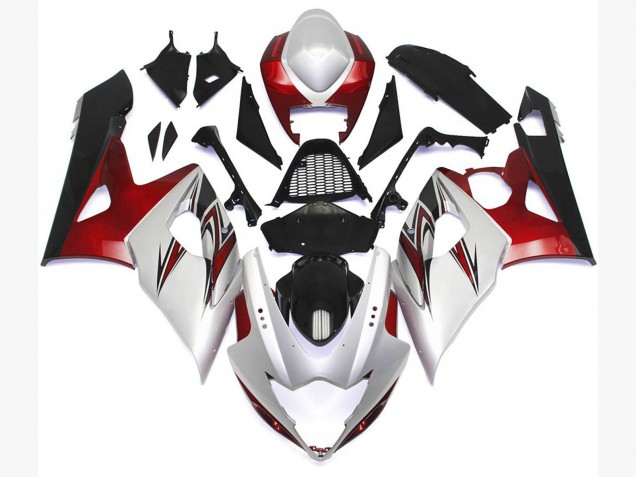 Gloss White Style with Silver Hints and Bronze 2005-2006 Suzuki GSXR 1000 Motorcycle Fairing Gloss White Style with Silver Hints and Bronze 2005-2006 Suzuki GSXR 1000 Motorcycle Fairing