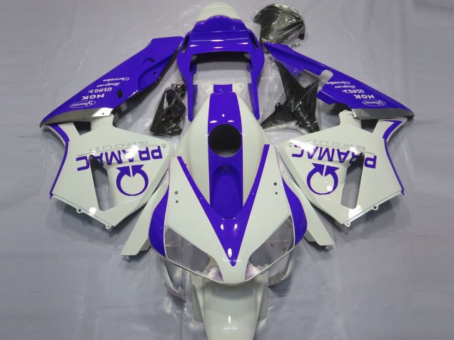 Gloss White and Blue PRAMAC 2003-2004 Honda CBR600RR Motorcycle Fairing Gloss White and Blue PRAMAC 2003-2004 Honda CBR600RR Motorcycle Fairing