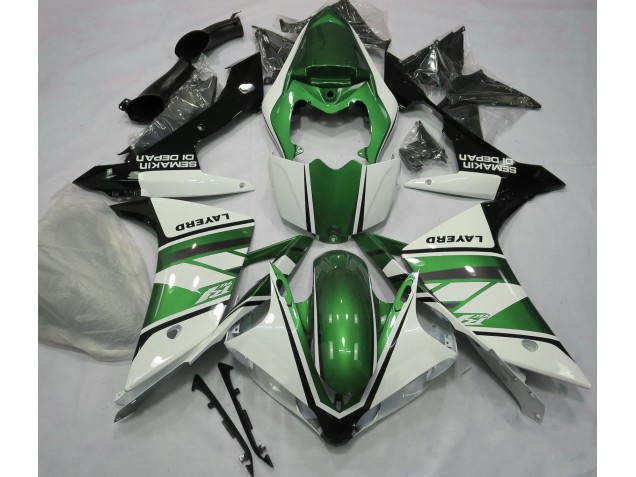 Gloss White and Green 2007-2008 Yamaha R1 Motorcycle Fairing Gloss White and Green 2007-2008 Yamaha R1 Motorcycle Fairing