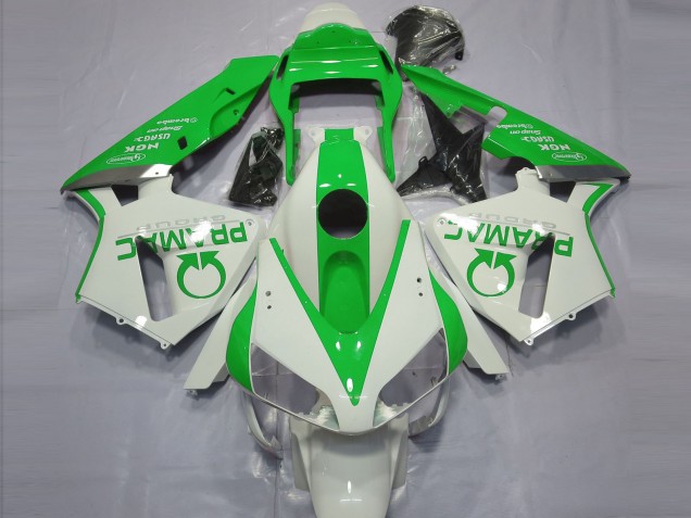 Gloss White and Green PRAMAC 2003-2004 Honda CBR600RR Motorcycle Fairing Gloss White and Green PRAMAC 2003-2004 Honda CBR600RR Motorcycle Fairing