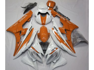 Gloss White and Orange 2006-2007 Yamaha R6 Motorcycle Fairing