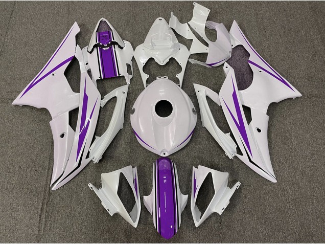 Gloss White and Purple 2008-2016 Yamaha R6 Motorcycle Fairing Gloss White and Purple 2008-2016 Yamaha R6 Motorcycle Fairing