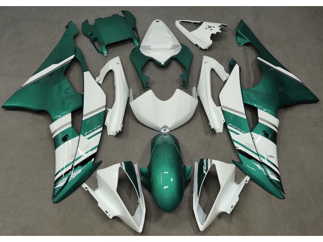 Gloss White and Seafoam Green OEM Style 2008-2016 Yamaha R6 Motorcycle Fairing Gloss White and Seafoam Green OEM Style 2008-2016 Yamaha R6 Motorcycle Fairing