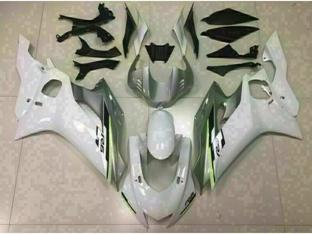 Gloss White and Silver 2017-2021 Yamaha R6 Motorcycle Fairing Gloss White and Silver 2017-2021 Yamaha R6 Motorcycle Fairing