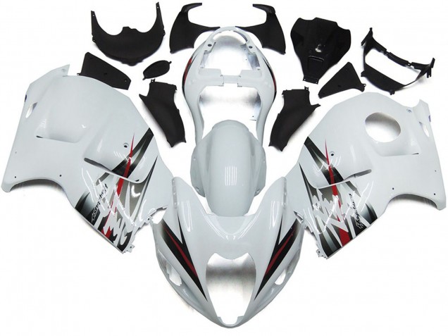Gloss White and Silver Style 1997-2007 Suzuki GSXR 1300 Hayabusa Motorcycle Fairing Gloss White and Silver Style 1997-2007 Suzuki GSXR 1300 Hayabusa Motorcycle Fairing