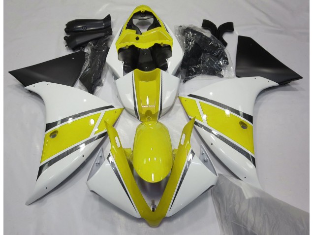 Gloss White and Yellow 2009-2011 Yamaha R1 Motorcycle Fairing Gloss White and Yellow 2009-2011 Yamaha R1 Motorcycle Fairing