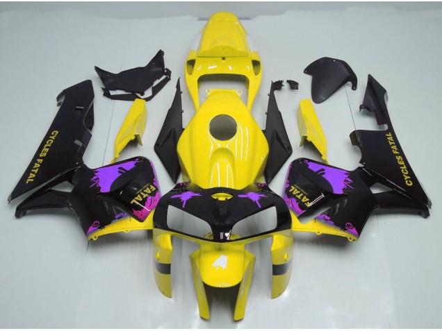 Gloss Yellow & Purple Splatter 2005-2006 Honda CBR600RR Motorcycle Fairing Gloss Yellow & Purple Splatter 2005-2006 Honda CBR600RR Motorcycle Fairing